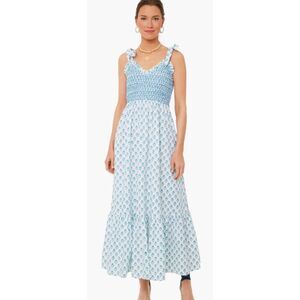 PINK CITY PRINTS blue Meadow Jessica Dress, Sm $278
